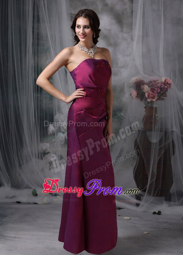 Appliqued and Ruched Purple Taffeta Quinceanera Dama Dress 2014