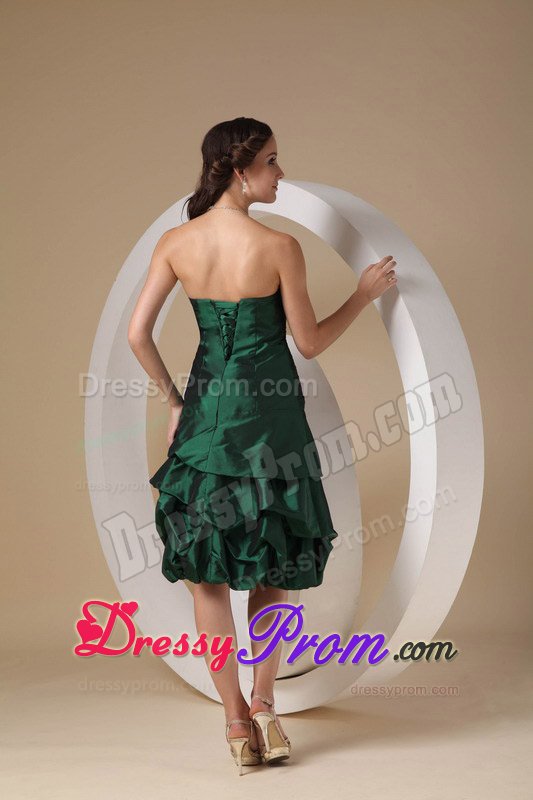 Hunter Green Quinceanera Dama Dresses with Ruches and Pick ups