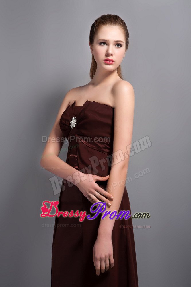 Elegant Brown Strapless Dama Dress with Beading for TX United States
