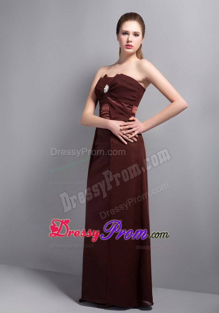 Elegant Brown Strapless Dama Dress with Beading for TX United States