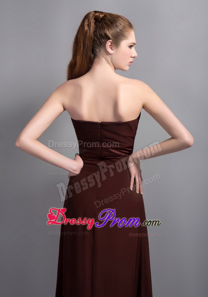 Elegant Brown Strapless Dama Dress with Beading for TX United States