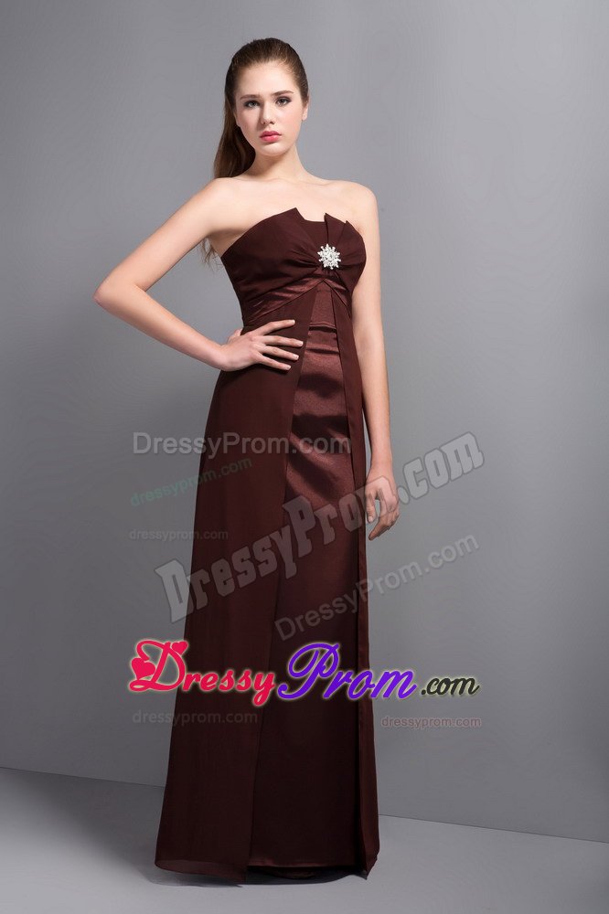 Elegant Brown Strapless Dama Dress with Beading for TX United States