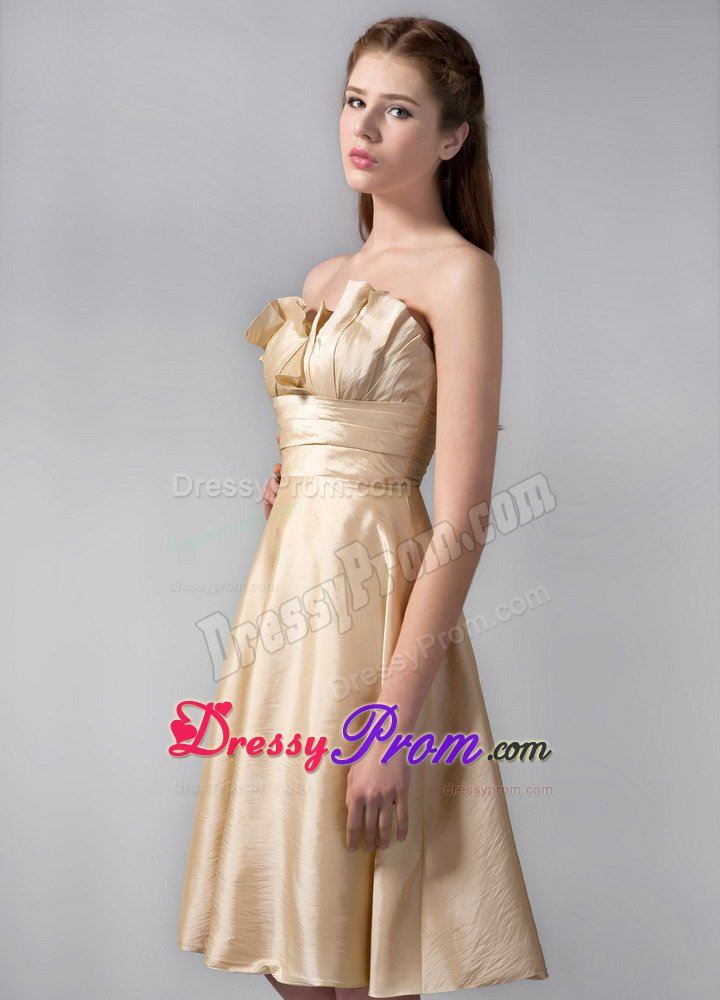Gold 15 Dresses for Damas with Empire Hemline by Elastic Woven Satin