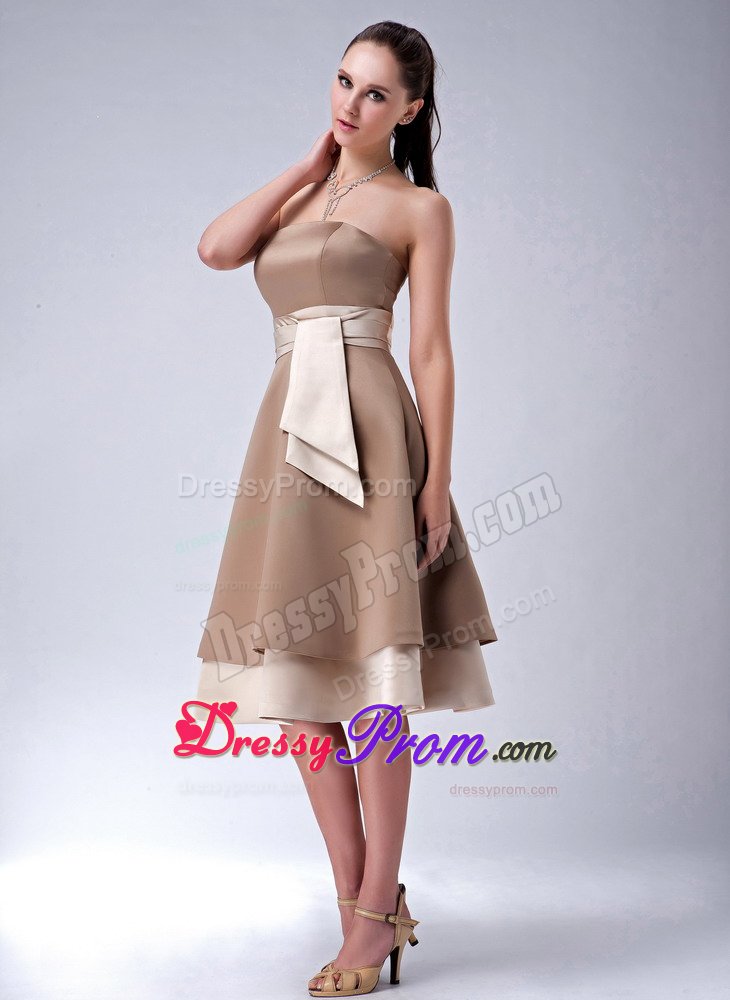 Multi-tiered Satin Quinces Dresses Strapless with Sash Lace up Back
