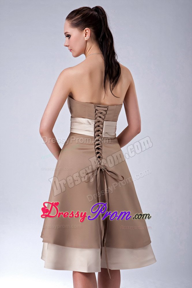 Multi-tiered Satin Quinces Dresses Strapless with Sash Lace up Back