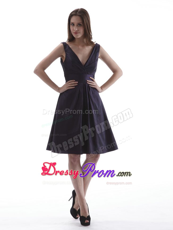 Classy Dark Purple Quinceanera Gowns Dresses Taffeta Knee-length