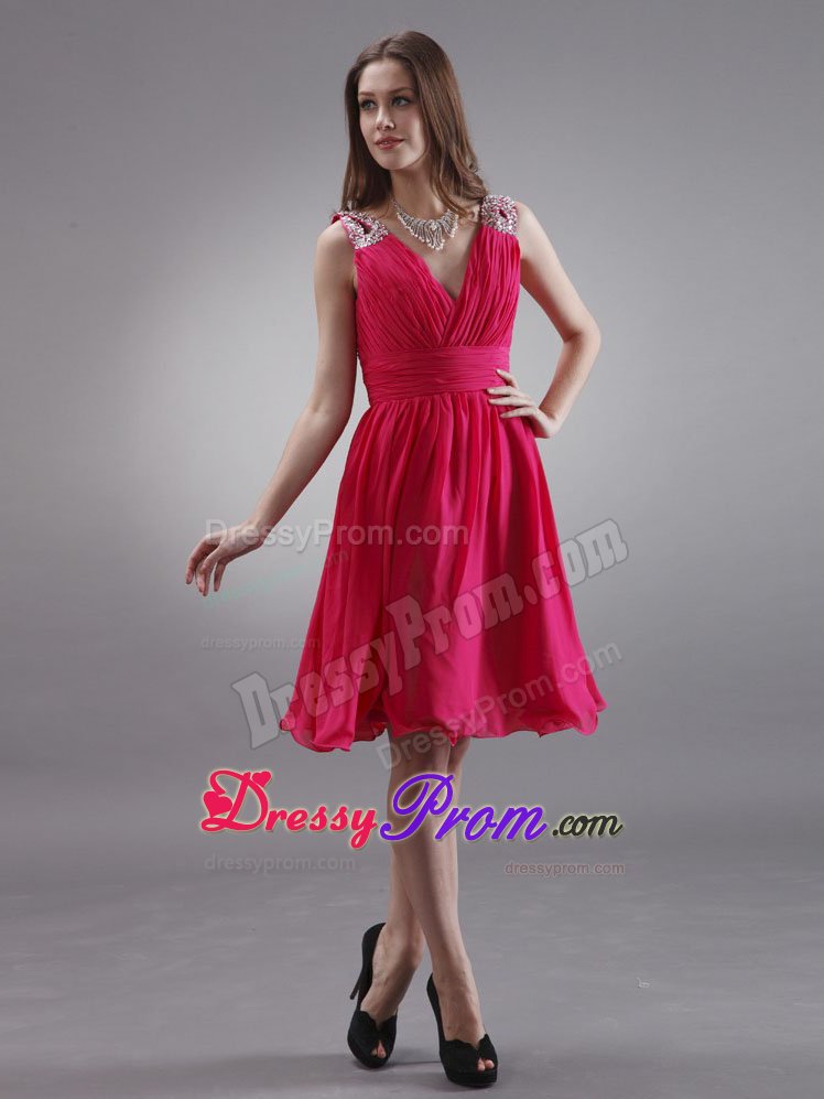 Chiffon Ruching Quinceanera Gown Beading Straps in Coral Red