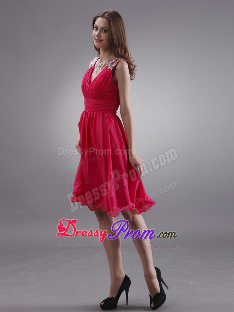 Chiffon Ruching Quinceanera Gown Beading Straps in Coral Red