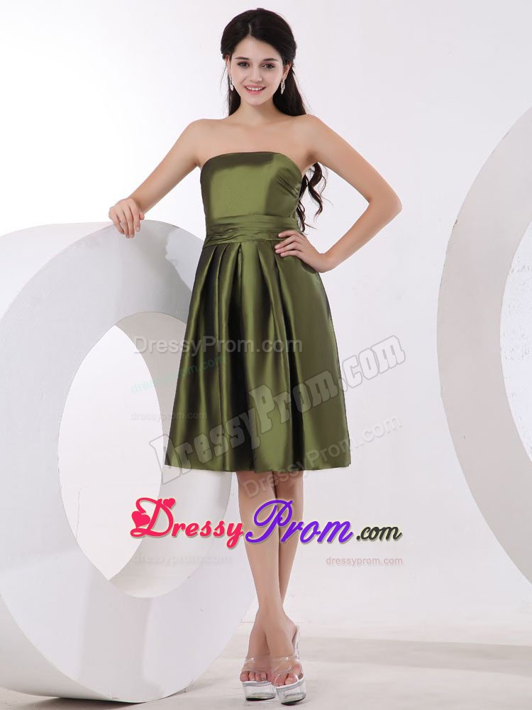 Luxurious Strapless Quinceanera Dresses Knee-length in Olive Green