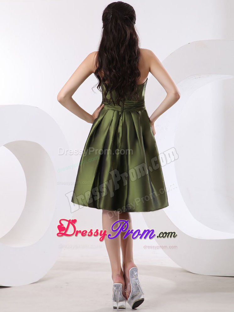 Luxurious Strapless Quinceanera Dresses Knee-length in Olive Green