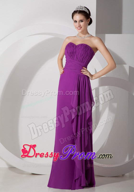 Chiffon Empire Purple Sweetheart Ruched Dama Dress in Pessac