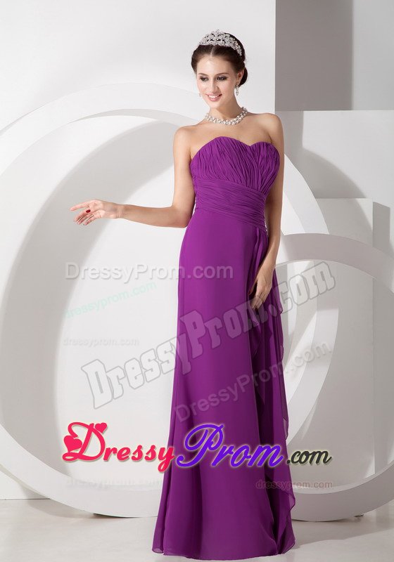 Chiffon Empire Purple Sweetheart Ruched Dama Dress in Pessac