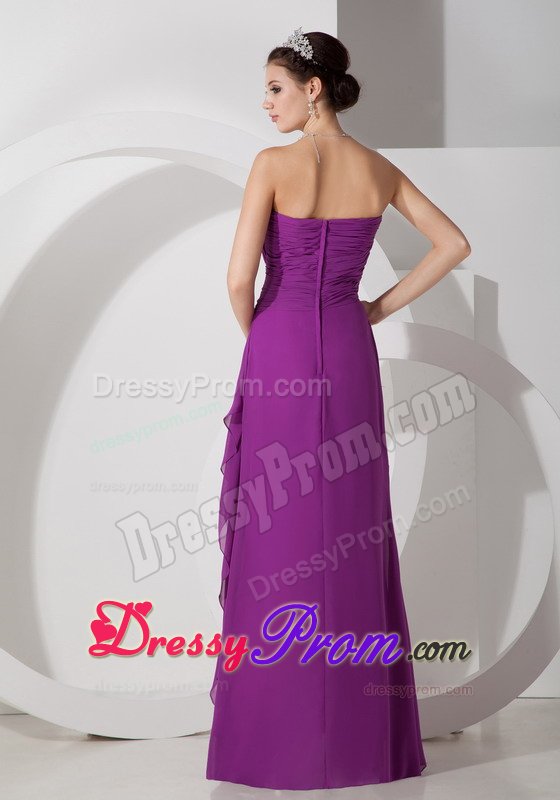 Chiffon Empire Purple Sweetheart Ruched Dama Dress in Pessac