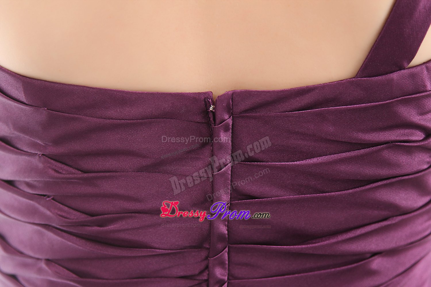 One Shoulder Mini-length Purple Taffeta Dama Dress under 100
