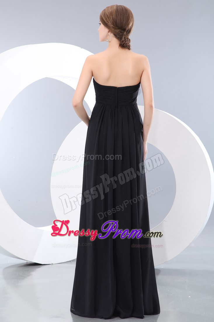 Chiffon Sweetheart Chic Black Ruched Dama Dress in Brest France
