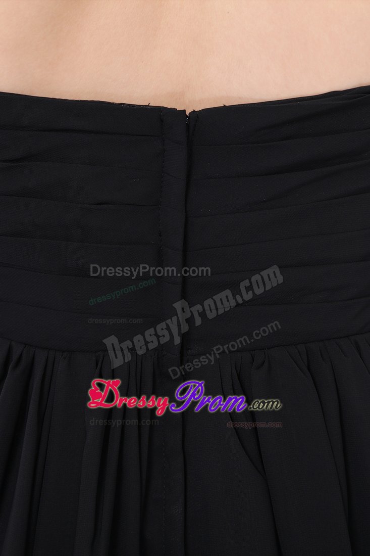 Chiffon Sweetheart Chic Black Ruched Dama Dress in Brest France