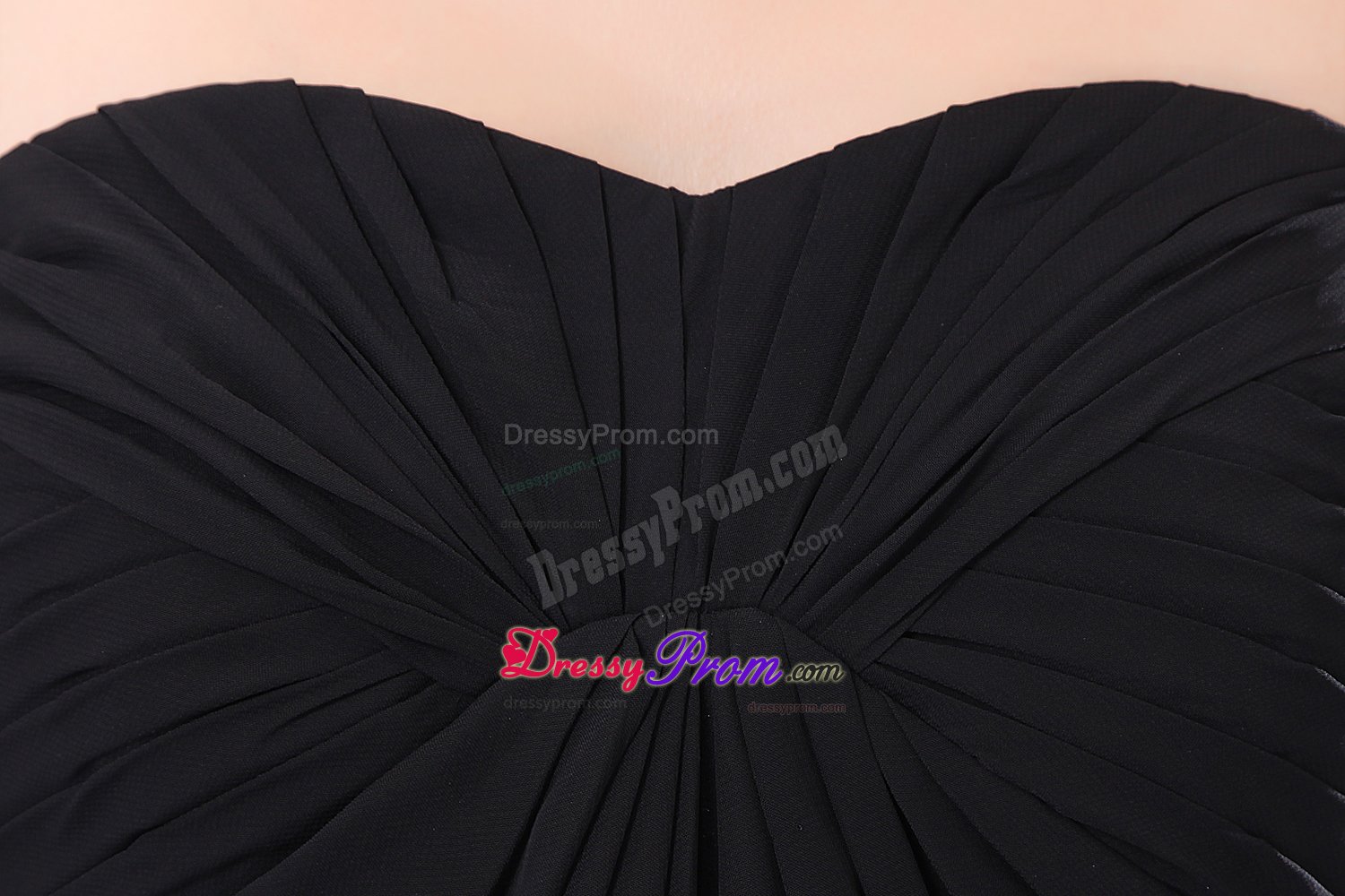 Chiffon Sweetheart Chic Black Ruched Dama Dress in Brest France