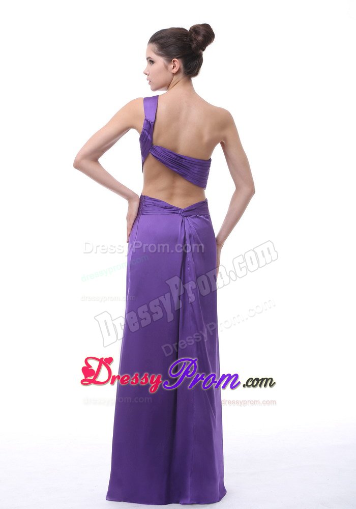 Purple One Shoulder High Slit Prom Evening Dress with Cutout Back