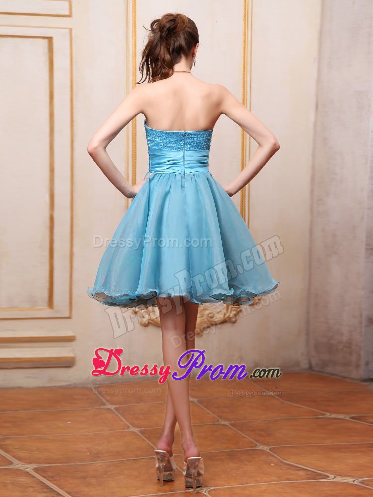 Beaded Sweetheart Hand Made Flower Knee-length Organza Prom Dress