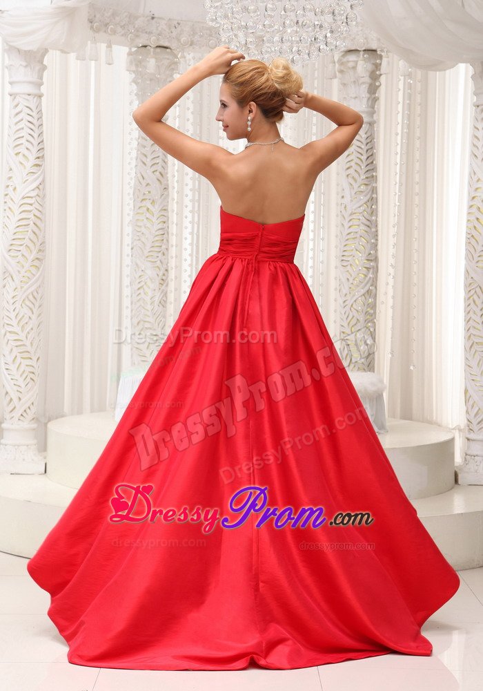 Custom Made High-low Red Ruched Prom formal Dress online