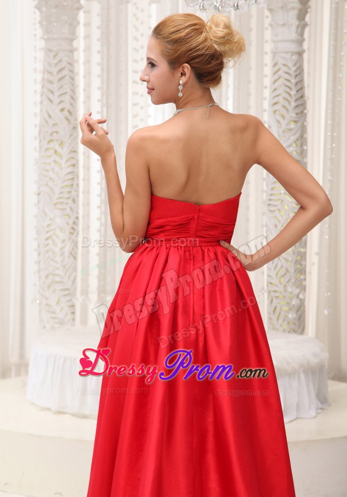Custom Made High-low Red Ruched Prom formal Dress online
