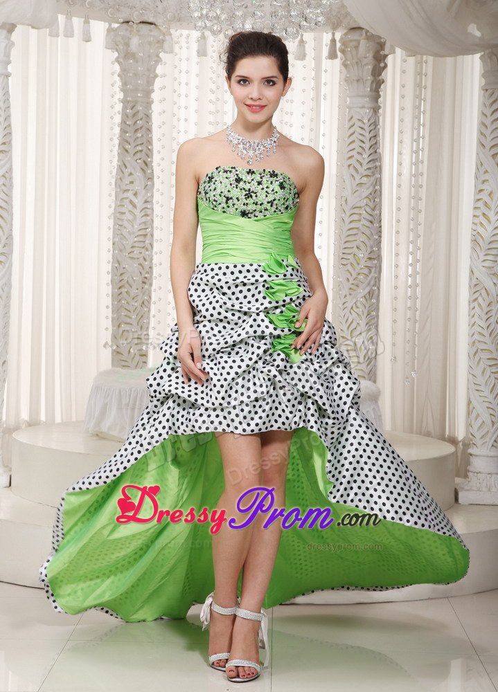 Polka Dot High-low Multi-Color Pick Ups Senior Prom Dresses
