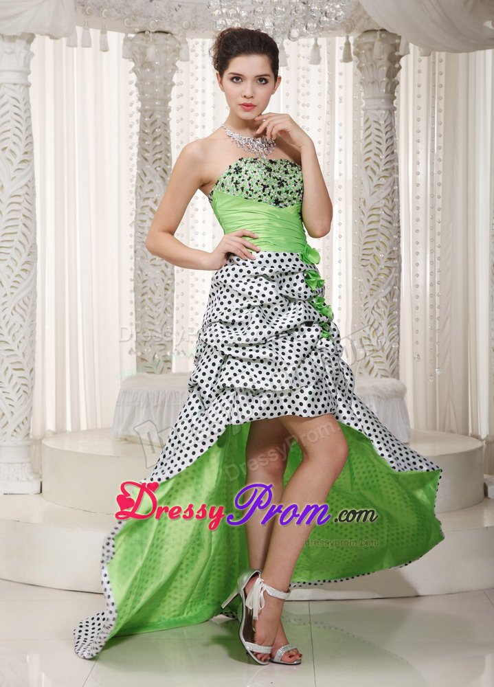 Polka Dot High-low Multi-Color Pick Ups Senior Prom Dresses