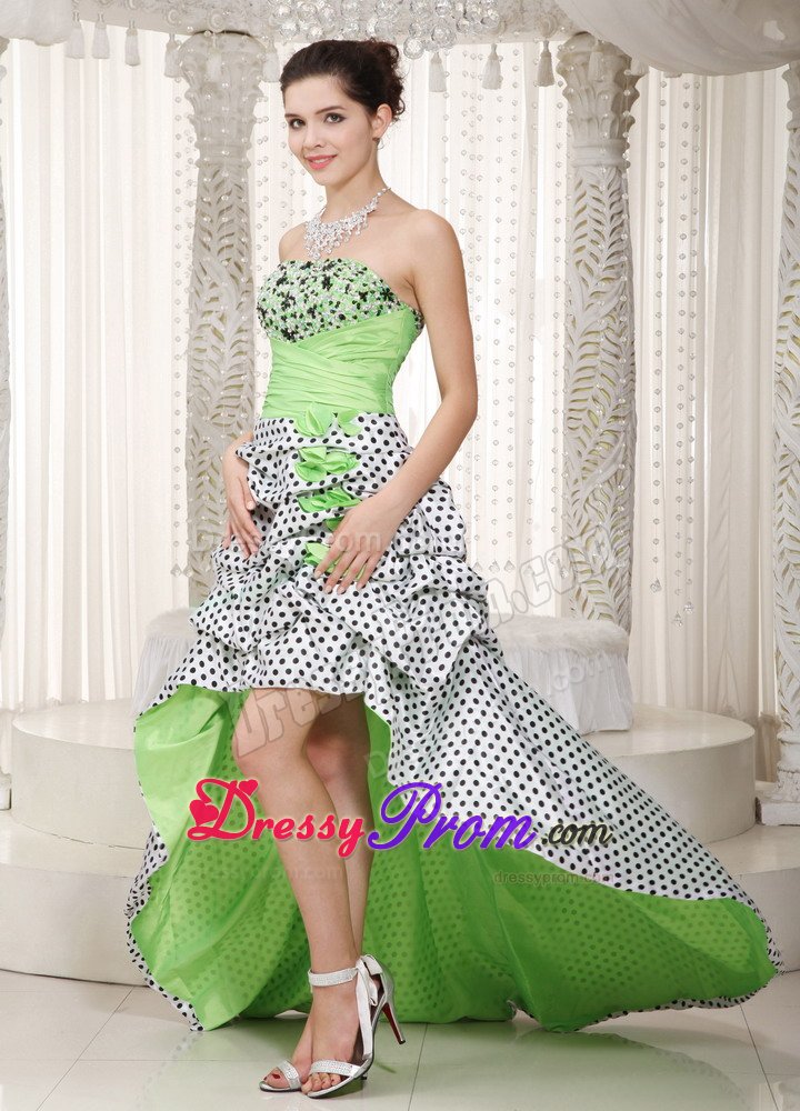 Polka Dot High-low Multi-Color Pick Ups Senior Prom Dresses