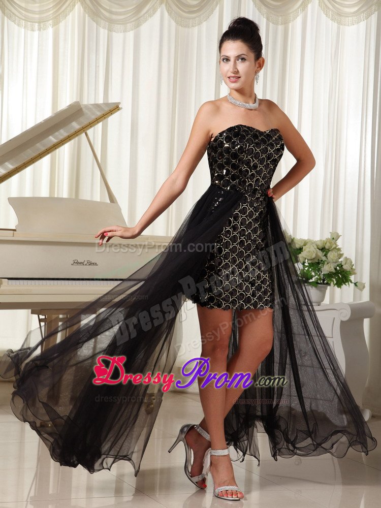 Unique High-low Rhinestones Black Prom Dress in Isle Of Wight