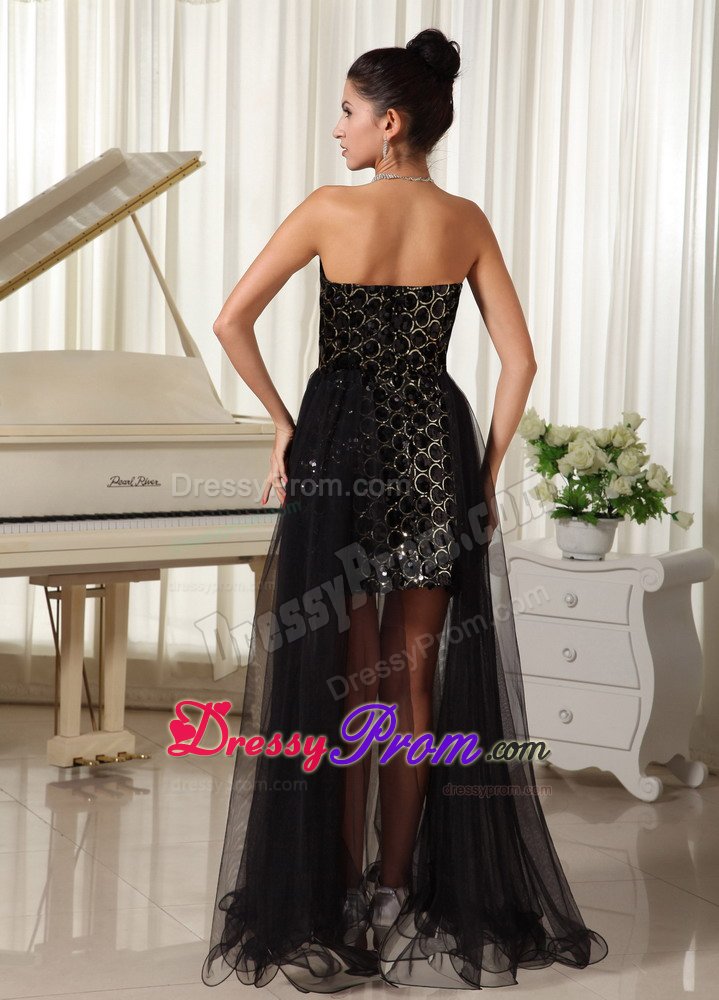 Unique High-low Rhinestones Black Prom Dress in Isle Of Wight
