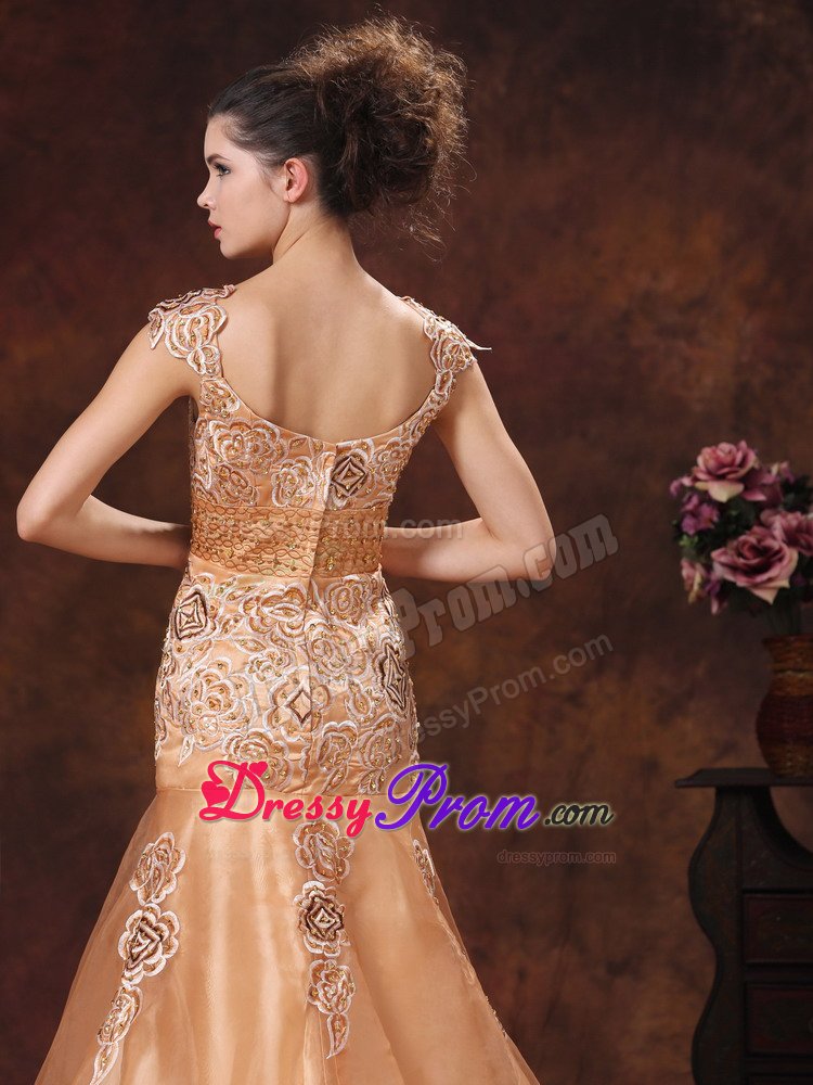 Square Neck Embroidery Brown Prom Dress in Leicestershire