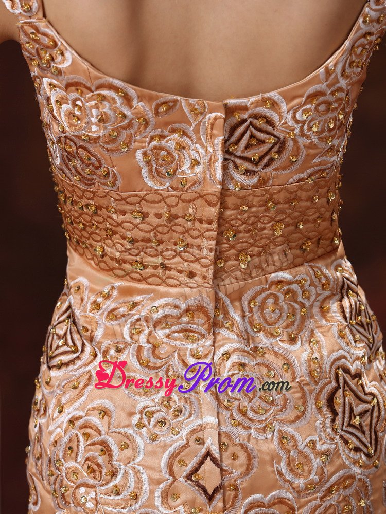 Square Neck Embroidery Brown Prom Dress in Leicestershire