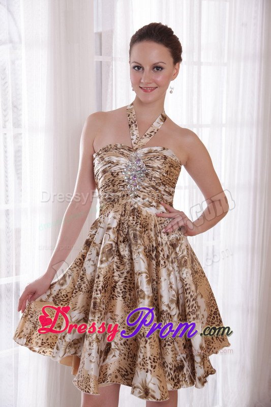 Multi-Colored Halter Top Animal Print Prom Dress in Hampshire