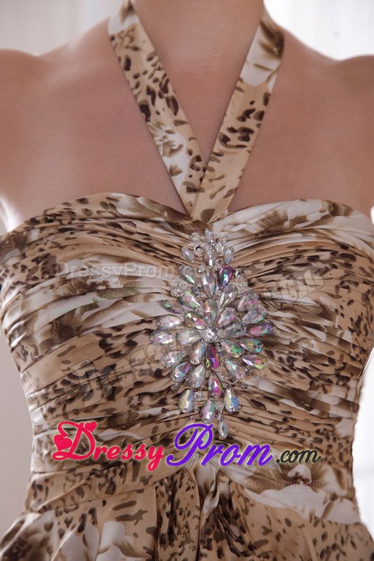 Multi-Colored Halter Top Animal Print Prom Dress in Hampshire