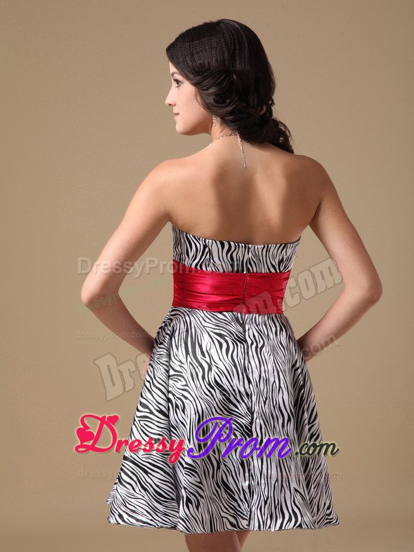 White and Black Zebra Print Sweetheart Short Prom Party Dress