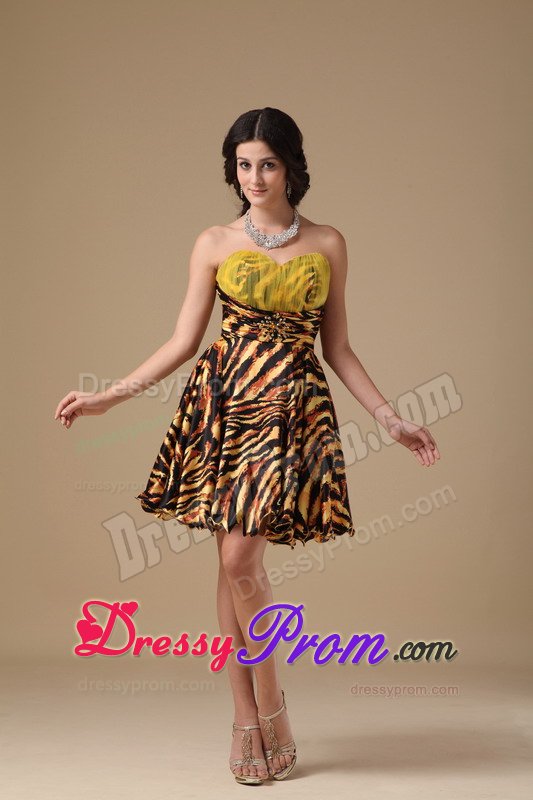 Popular Multi-Color Sweetheart Zebra Print Short Dress for Prom