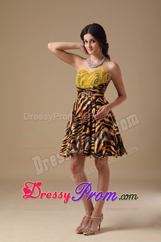 Popular Multi-Color Sweetheart Zebra Print Short Dress for Prom