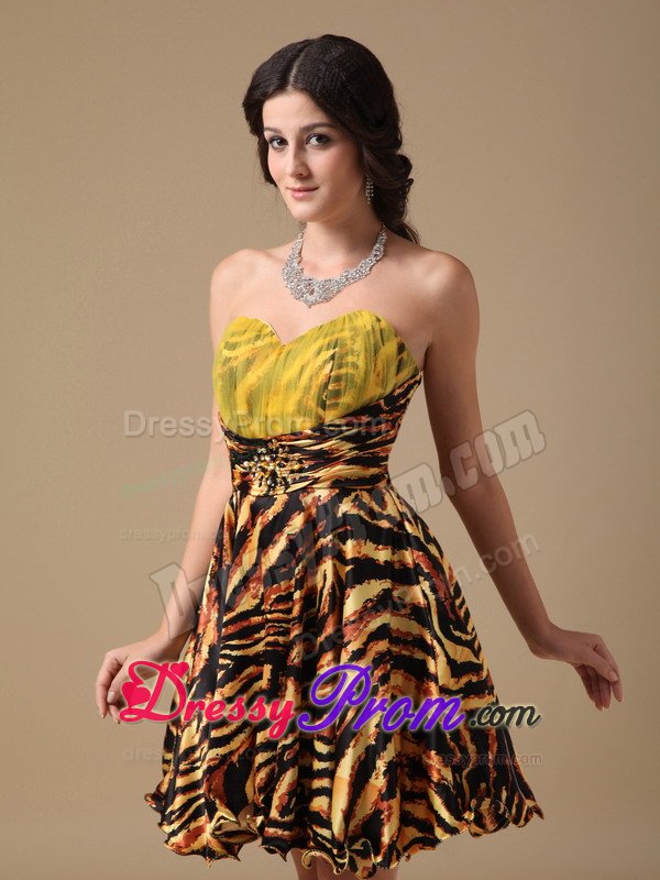 Popular Multi-Color Sweetheart Zebra Print Short Dress for Prom