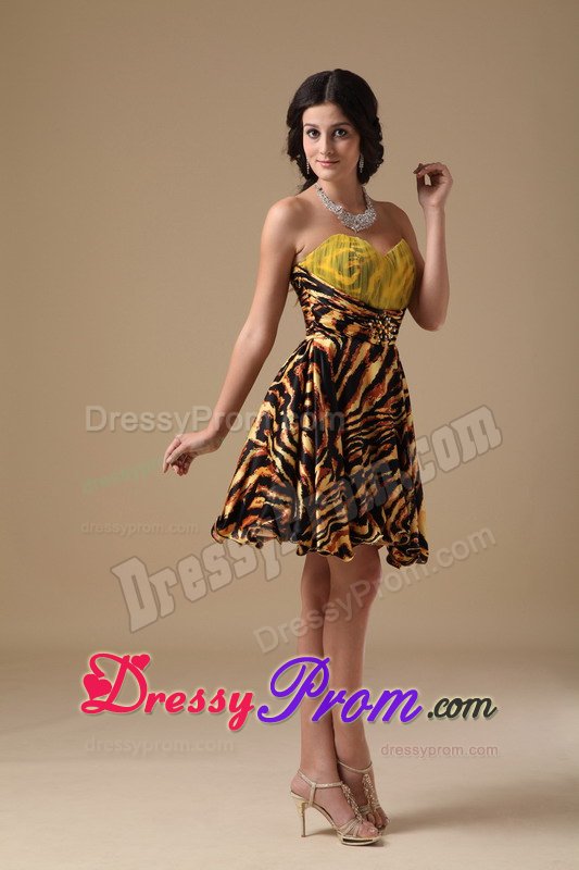 Popular Multi-Color Sweetheart Zebra Print Short Dress for Prom