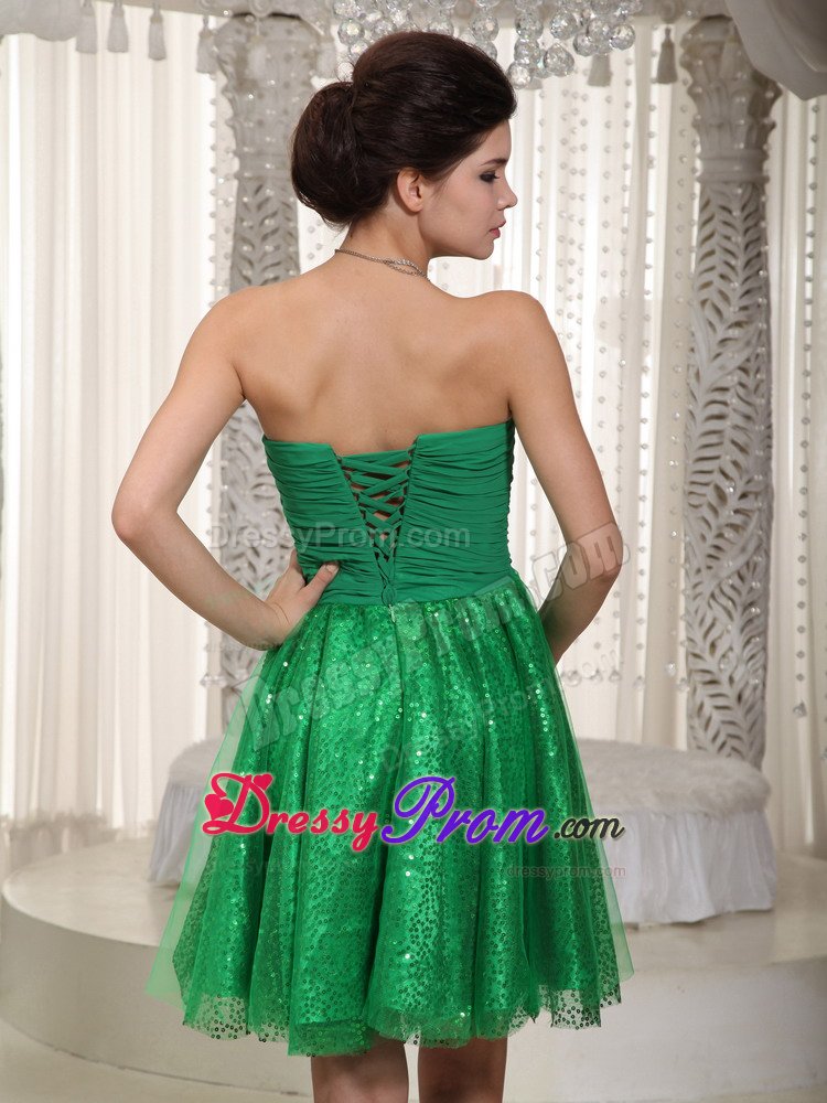 Sequins Ruched Green Mini Prom Dress for Girls in Derbyshire