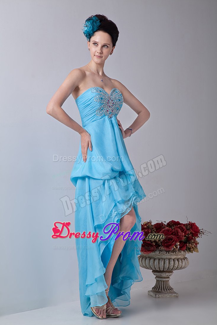 Chiffon Sweetheart Beading Layers High-low Prom Pageant Dress
