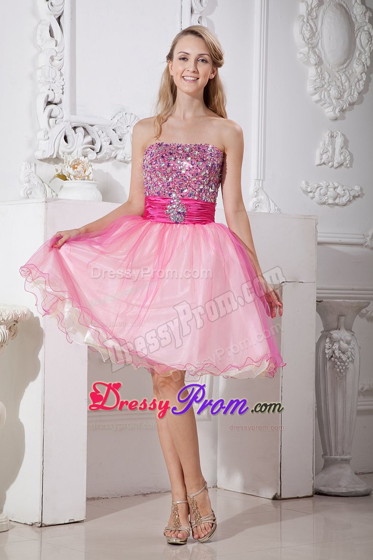 Beading Strapless Zipper Up Knee-length Prom Party Dress in Alabama