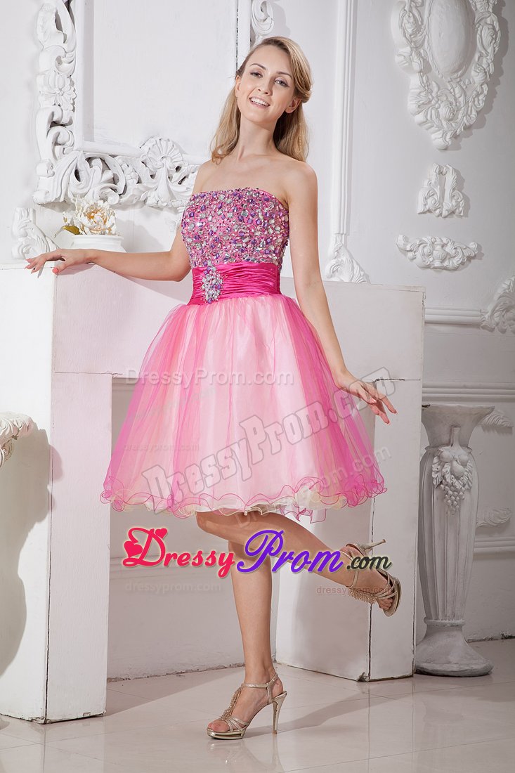Beading Strapless Zipper Up Knee-length Prom Party Dress in Alabama