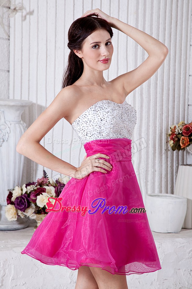 Sweetheart Beading Organza Mini Length Prom Homecoming Dress