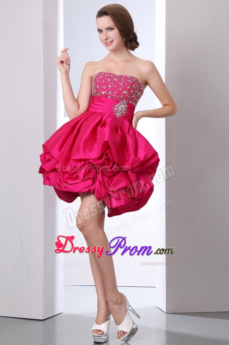 Beading and Pick ups Accent Prom Evening Dresses in Hot Pink