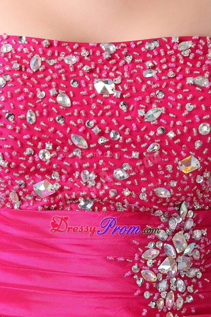 Beading and Pick ups Accent Prom Evening Dresses in Hot Pink