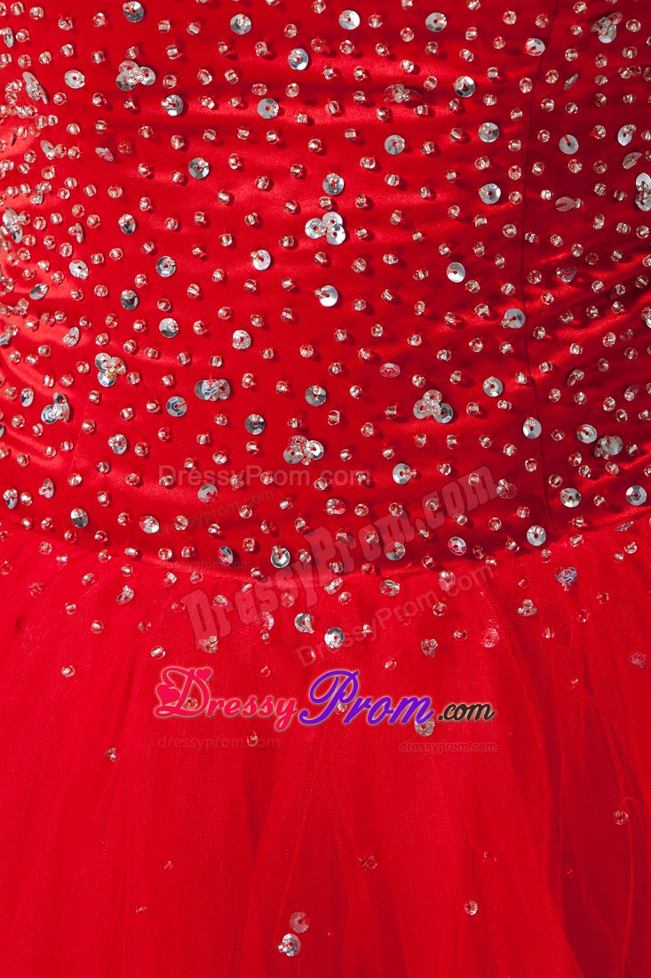 Pasadena CA Beaded Red Mini Length Organza Prom Evening Dresses