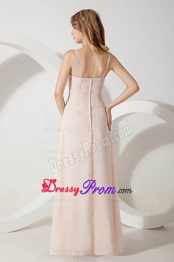 Pink v Neck Floor Length Prom Evening Dress with Beading 2014