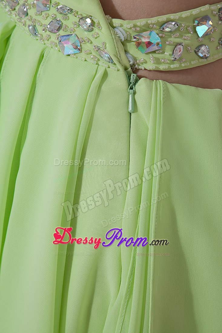 Special High-low Ruffled Yellow Green Prom Dress one Shoulder