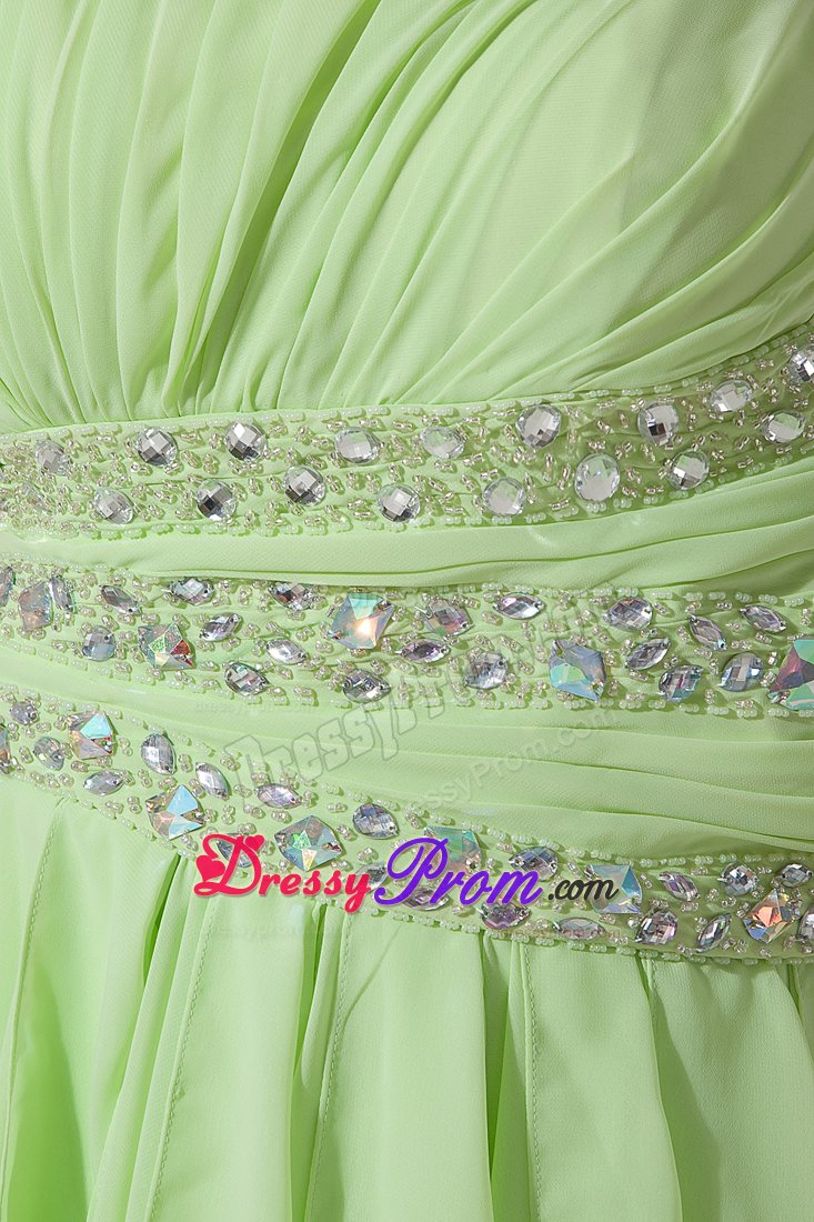 Special High-low Ruffled Yellow Green Prom Dress one Shoulder